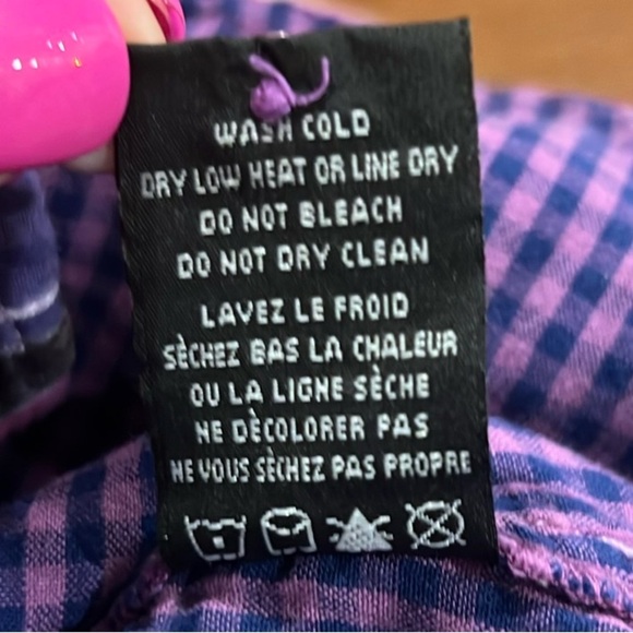 Kuhl women’s purple plaid cotton button down top size Large - Picture 10 of 10